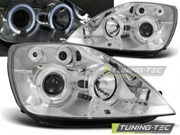 LED Angel Eyes Scheinwerfer passend für Ford Fiesta MK6 02-05 Chrom