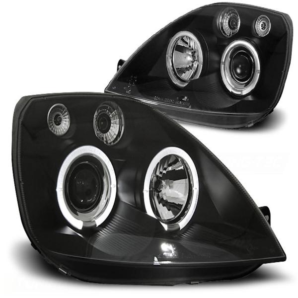 LED Angel Eyes Scheinwerfer passend für Ford Fiesta MK6 02-05 schwarz
