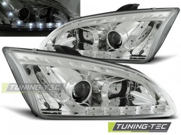 Scheinwerfer LED Tagfahrlicht Optik passend für Ford Focus 2 Bj. 04-08 Chrom