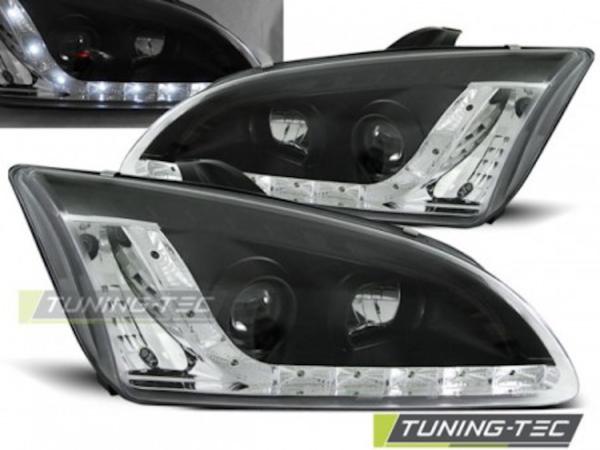 Scheinwerfer LED Tagfahrlicht Optik passend für Ford Focus 2 Bj. 04-08 Schwarz