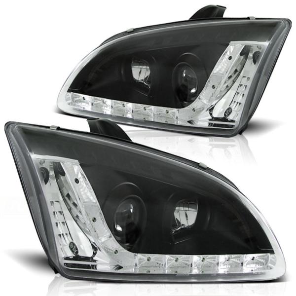 Scheinwerfer LED Tagfahrlicht Optik passend für Ford Focus 2 Bj. 04-08 Schwarz