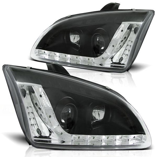 Scheinwerfer LED Tagfahrlicht Optik passend für Ford Focus 2 Bj. 04-08 Schwarz