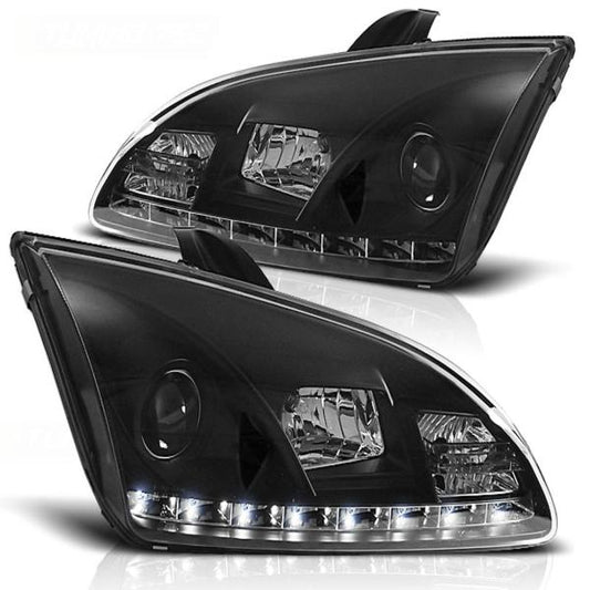 Scheinwerfer LED Tagfahrlicht Optik passend für Ford Focus 2 Bj. 04-08 Schwarz