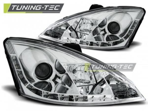 Scheinwerfer LED Tagfahrlicht Optik passend für Ford Focus MK1 Facelift Bj. 01-04 Chrom