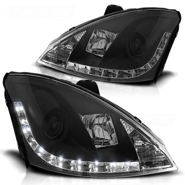 Scheinwerfer LED Tagfahrlicht Optik passend für Ford Focus MK1 Facelift  01-04 Schwarz