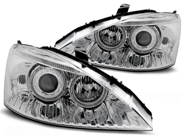 Scheinwerfer Angel Eyes passend für Ford Focus MK1 Bj. 98-01 Chrom