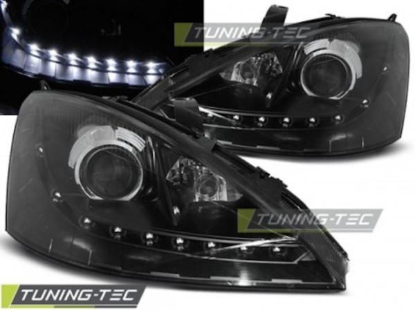 Scheinwerfer LED Tagfahrlicht Optik passend für Ford Focus MK1 Bj. 98-01 Schwarz