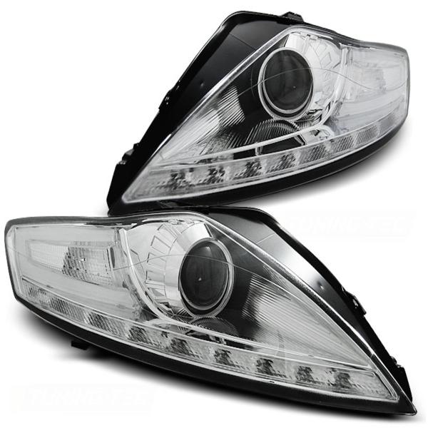 Scheinwerfer LED Tagfahrlicht Optik passend für Ford Mondeo MK4 07-10 Chrom LED Blinker