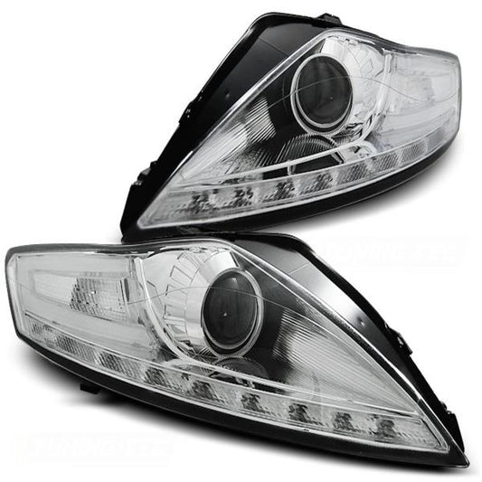 Scheinwerfer LED Tagfahrlicht Optik passend für Ford Mondeo MK4 07-10 Chrom LED Blinker