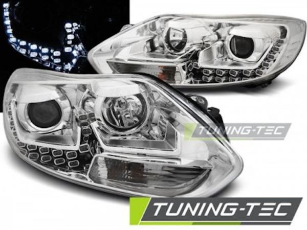 Scheinwerfer LED Tagfahrlicht Optik passend für Ford Focus 3 Bj. 11-14 Chrom