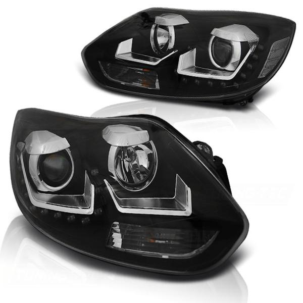 Scheinwerfer LED Tagfahrlicht Optik passend für Ford Focus 3 Bj. 11-14 Schwarz