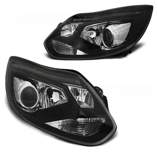 Scheinwerfer LED Tagfahrlicht Optik passend für Ford Focus 3 Bj. 11-14 Schwarz LTI