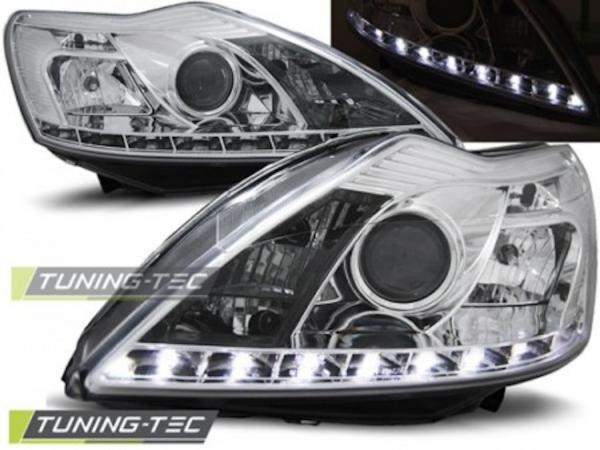 Scheinwerfer LED Tagfahrlicht Optik passend für Ford Focus MK2 Facelift Bj. 08-10 Chrom