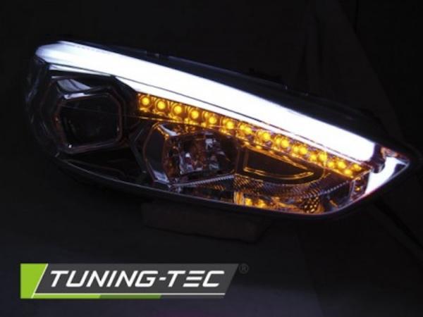 Scheinwerfer DRL LED Tagfahrlicht passend für Ford Focus 3 15-18 Chrom + dynamische Blinker