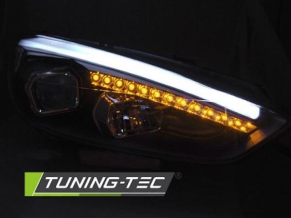 Scheinwerfer DRL LED Tagfahrlicht passend für Ford Focus 3 15-18 Schwarz + dynamische Blinker