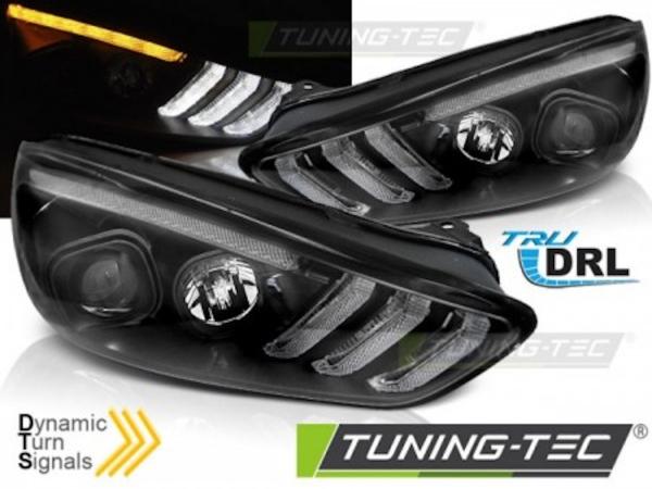 Scheinwerfer DRL LED Tagfahrlicht passend für Ford Focus 3 15-18 BLACK mit dynam Blinker