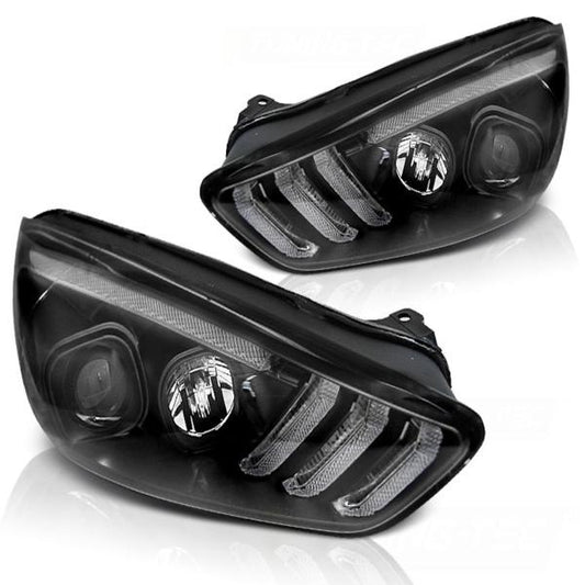 Scheinwerfer DRL LED Tagfahrlicht passend für Ford Focus 3 15-18 BLACK mit dynam Blinker