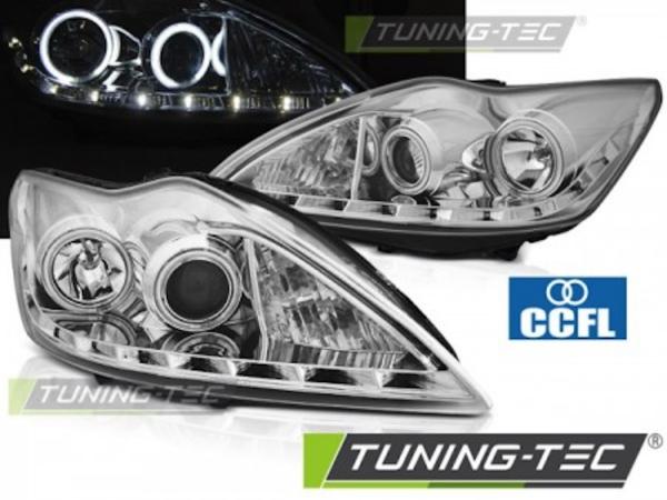 Scheinwerfer CCFL Angel Eyes passend für Ford Focus 2 Facelift Bj. 08-10 Chrom
