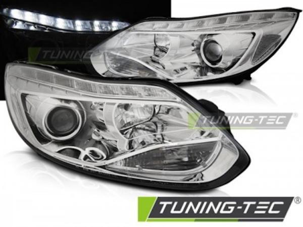 Scheinwerfer LED Tagfahrlicht Optik passend für Ford Focus 3 Bj. 11-14 Chrom