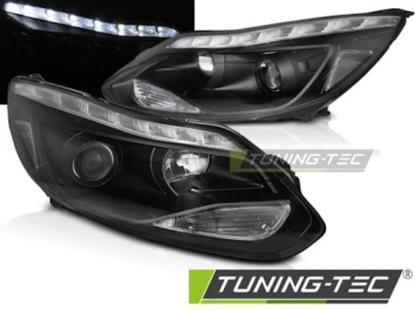 Scheinwerfer LED Tagfahrlicht Optik passend für Ford Focus 3 Bj. 11-14 Schwarz