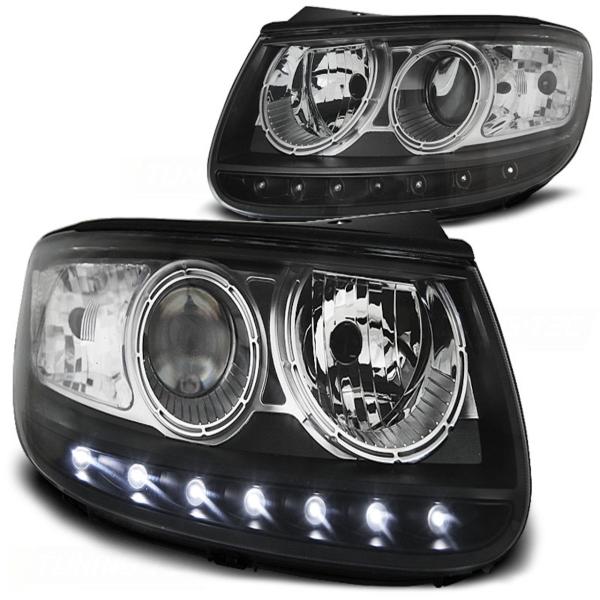 Scheinwerfer LED Tagfahrlicht Optik passend für Hyundai Santa Fe 2 Bj. 06-12 Schwarz