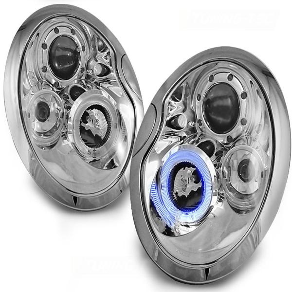 Scheinwerfer Angel Eyes passend für Mini R50 R52 R53 Bj. 01-06 Chrom