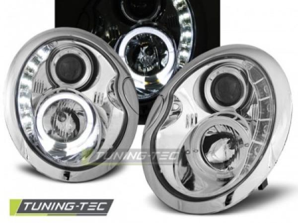 Scheinwerfer LED Tagfahrlicht Optik passend für Mini R50 R52 R53 Bj. 01-06 Chrom