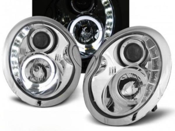 Scheinwerfer LED Tagfahrlicht Optik passend für Mini R50 R52 R53 Bj. 01-06 Chrom