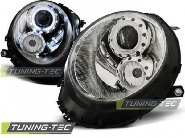 Scheinwerfer Angel Eyes passend für Mini One Cooper Bj. 06-14 Chrom