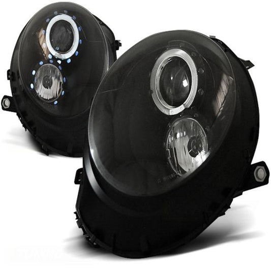 Scheinwerfer Angel Eyes passend für Mini One Cooper Bj. 06-14 Schwarz