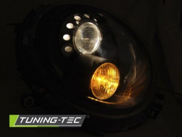 Scheinwerfer Klarglas passend für Mini One Cooper Bj. 06-14 Schwarz