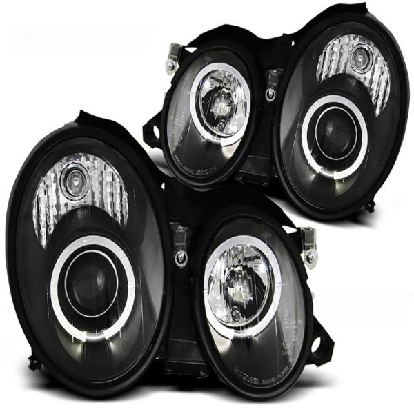 Scheinwerfer Angel Eyes passend für Mercedes CLK W208 Bj. 97-02 Schwarz