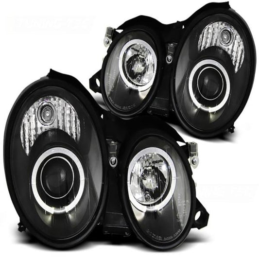 Scheinwerfer Angel Eyes passend für Mercedes CLK W208 Bj. 97-02 Schwarz