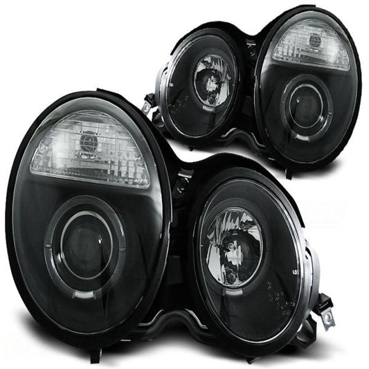 LED Angel Eyes Scheinwerfer passend für Mercedes Benz E-Klasse W210 95-99 schwarz