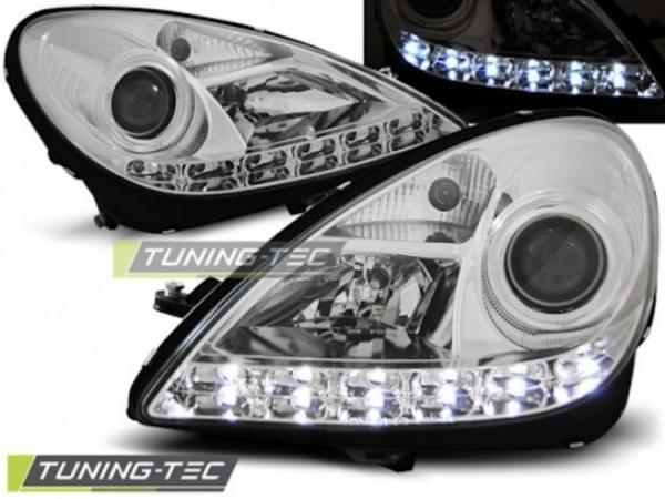 Scheinwerfer LED Tagfahrlicht Optik passend für Mercedes SLK R171 Bj. 04-11 Chrom
