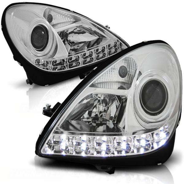 Scheinwerfer LED Tagfahrlicht Optik passend für Mercedes SLK R171 Bj. 04-11 Chrom