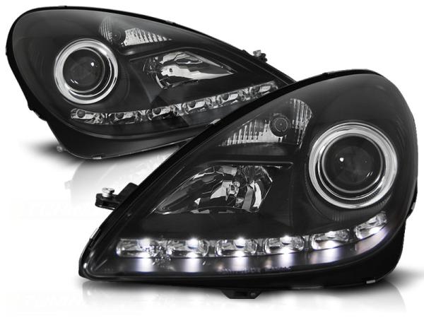Scheinwerfer LED Tagfahrlicht Optik passend für Mercedes SLK R171 Bj. 04-11 Schwarz