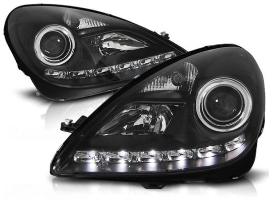 Scheinwerfer LED Tagfahrlicht Optik passend für Mercedes SLK R171 Bj. 04-11 Schwarz
