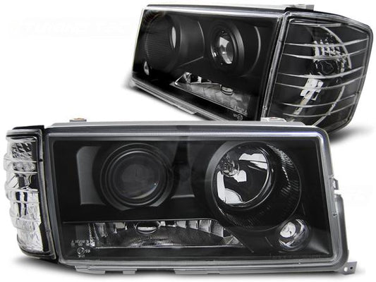Scheinwerfer Klarglas Projektor passend für Mercedes 190 W201 Bj. 82-93 Schwarz