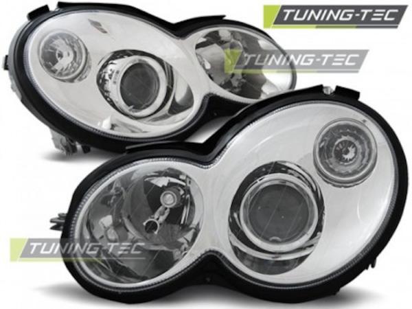 Klarglas Scheinwerfer passend für Mercedes Benz Sportcoupe CL203 01-08 + Facelift chrom