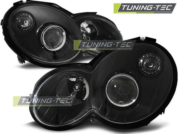 Klarglas Scheinwerfer passend für Mercedes Benz Sportcoupe CL203 01-04 / CL203 Facelift 04-08 schwarz