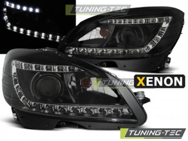 Xenon Scheinwerfer LED Tagfahrlicht Optik passend für Mercedes C-Klasse W204 07- Schwarz