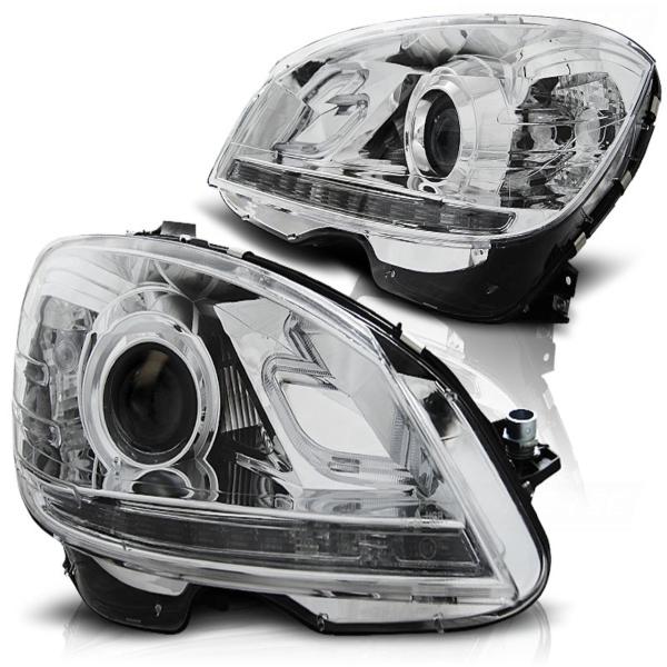 Scheinwerfer DRL LED Tagfahrlicht passend für Mercedes C-Klasse W204 Bj. 07-10 Schwarz