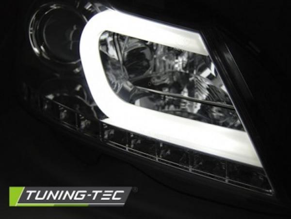 Scheinwerfer LED Tagfahrlicht Optik passend für Mercedes C-Klasse W204 Bj. 11-15 Chrom