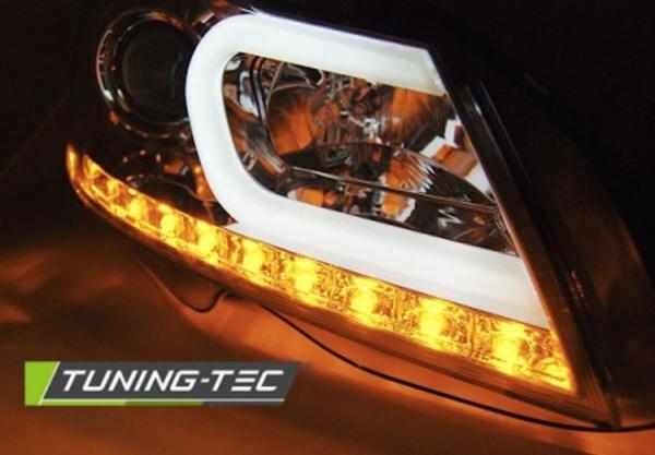 Scheinwerfer LED Tagfahrlicht Optik passend für Mercedes C-Klasse W204 Bj. 11-15 Chrom