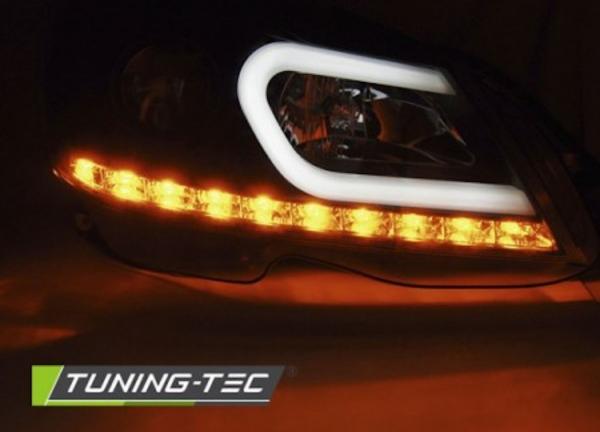 Scheinwerfer LED Tagfahrlicht Optik passend für Mercedes C-Klasse W204 Bj. 11-15 Schwarz