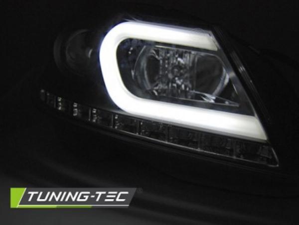 Scheinwerfer LED Tagfahrlicht Optik passend für Mercedes C-Klasse W204 Bj. 11-15 Schwarz