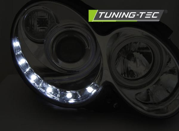 LED Tagfahrlicht Design Scheinwerfer passend für Mercedes Benz CLK W209 03-10 chrom