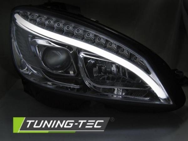 Scheinwerfer LED Tagfahrlicht Optik passend für Mercedes C-Klasse W204 07-10 Chrom LTI