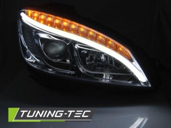 Scheinwerfer LED Tagfahrlicht Optik passend für Mercedes C-Klasse W204 07-10 Chrom LTI